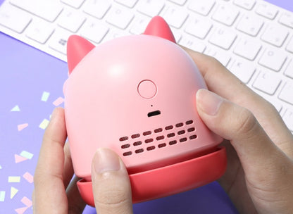 Portable Mini Cute Cat Desk Vacuum Cleaner, Fun Brush for Dust Collection, Perfect Gift for Home or Office Organization