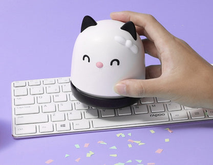 Portable Mini Cute Cat Desk Vacuum Cleaner, Fun Brush for Dust Collection, Perfect Gift for Home or Office Organization